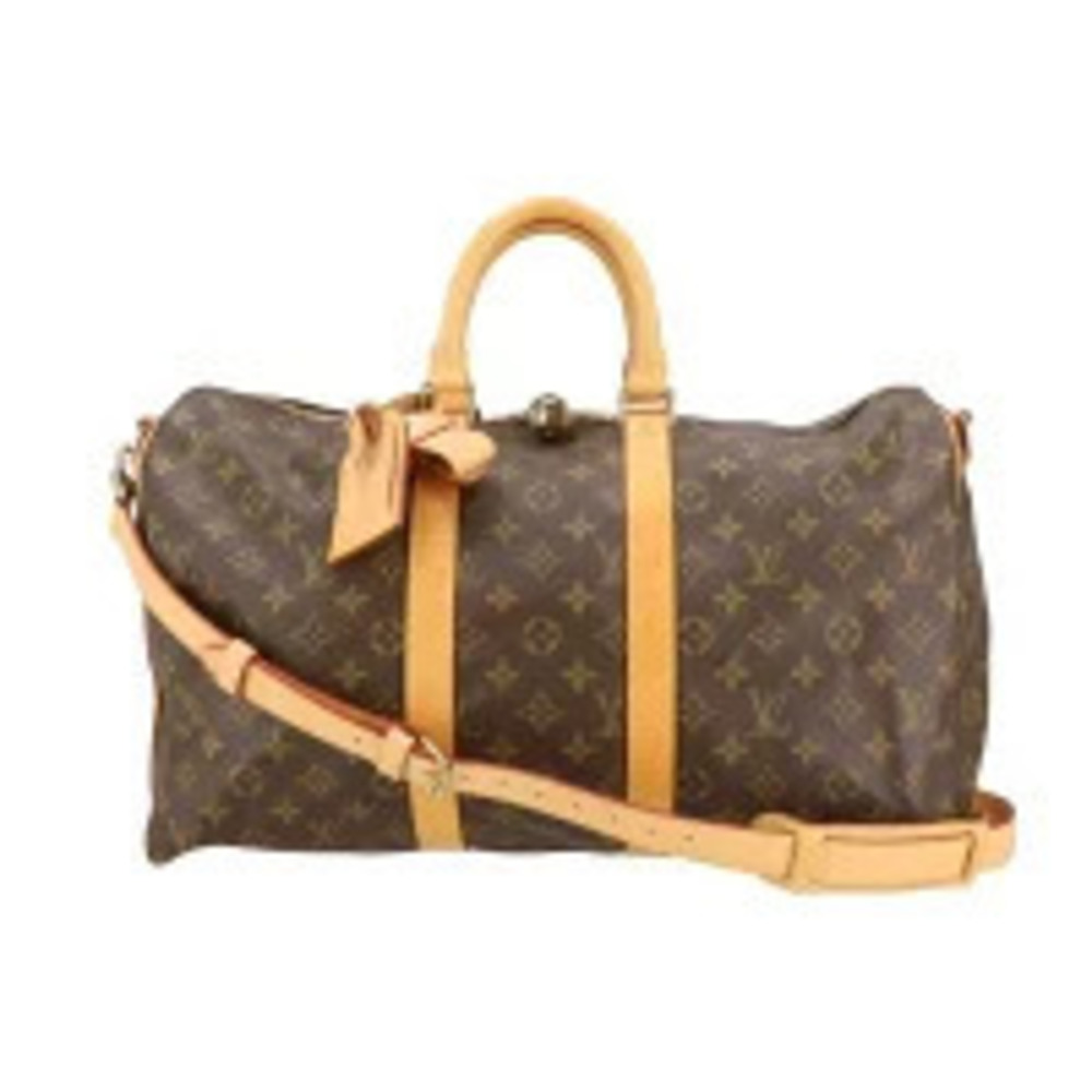 Louis Vuitton Keepall Bandouliere Monogram Travel Bag Canvas Leather Brown